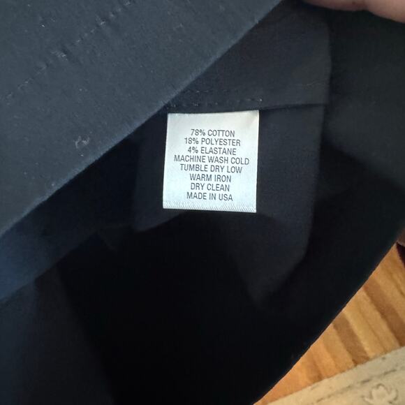 NWT PEARL LELA ROSE Navy Cotton Poplin Button Detail Sleeve Size XS mini dress - Picture 7 of 8